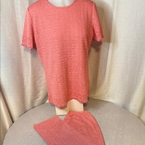 Chic Coral Lace Top and pants set size M